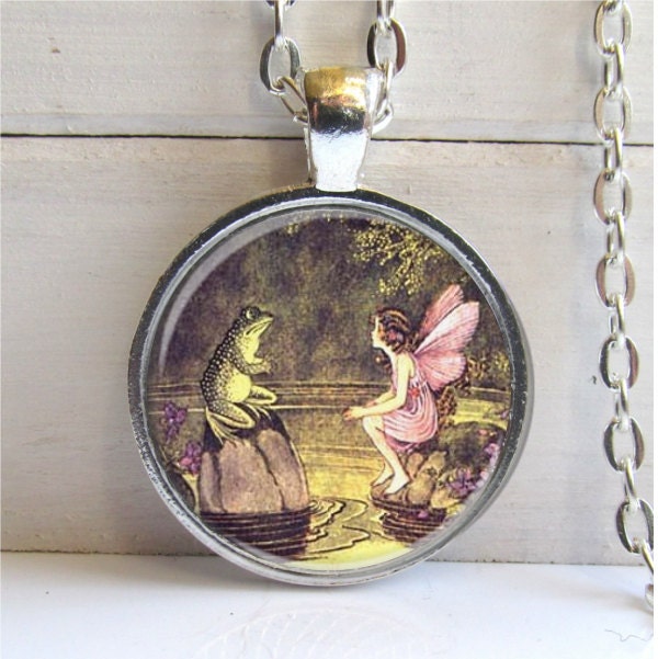 Fairy Pendant, Frog And Fairy Necklace, Fairy Jewelry, Whimsical Jewelry, Art Pendant
