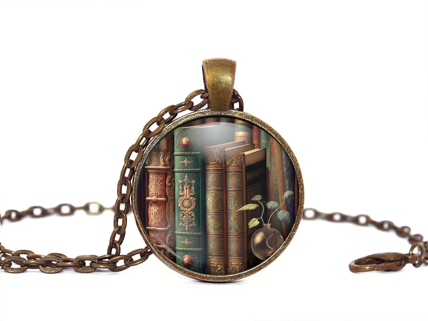 Library Book Necklace, Book Pendant, Gift For Book Lover, Ornate Book Jewelry