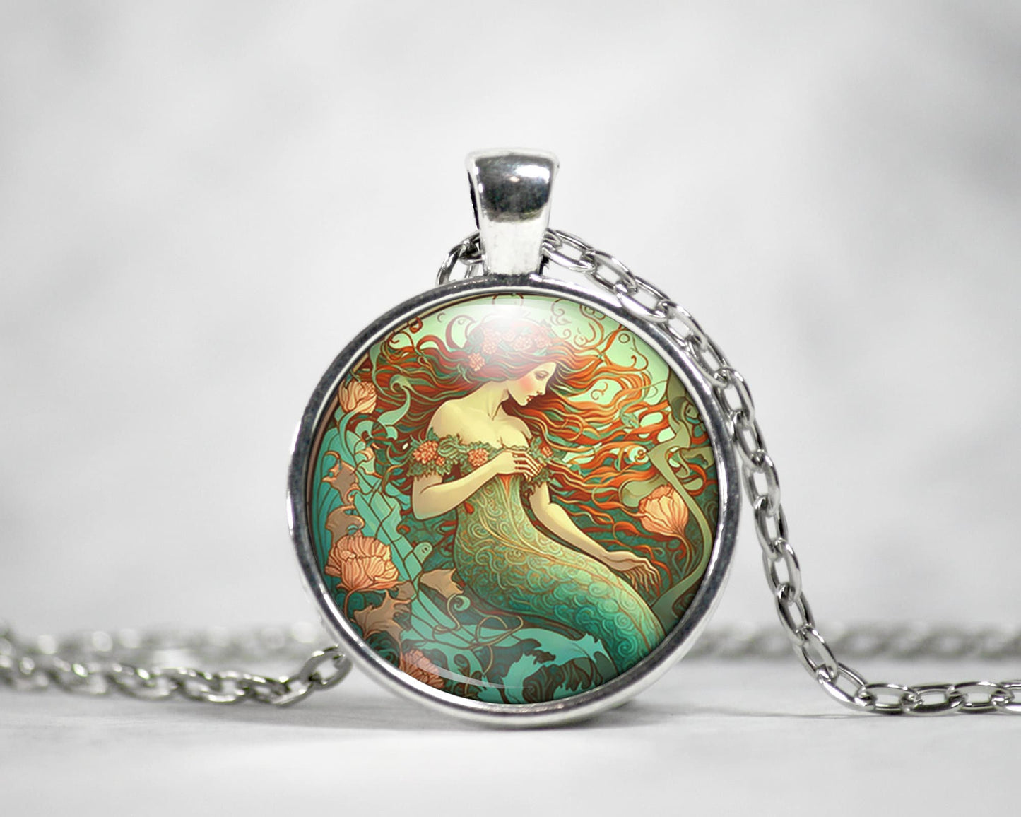 Mermaid Necklace, Mermaid Lovers Gift, Silver Or Bronze Mermaid Art Jewelry