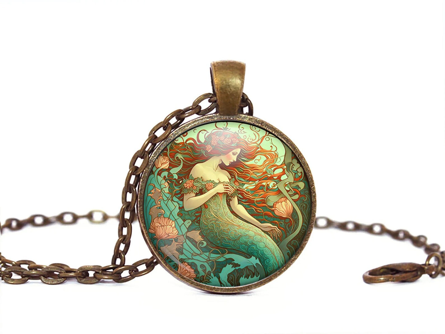 Mermaid Necklace, Mermaid Lovers Gift, Silver Or Bronze Mermaid Art Jewelry