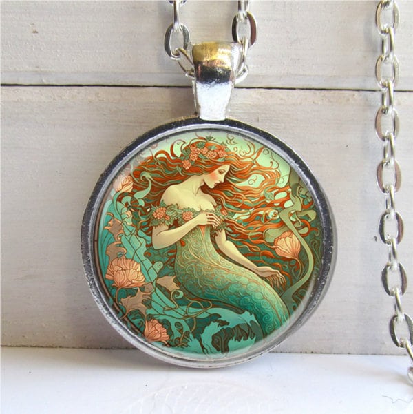 Mermaid Necklace, Mermaid Lovers Gift, Silver Or Bronze Mermaid Art Jewelry