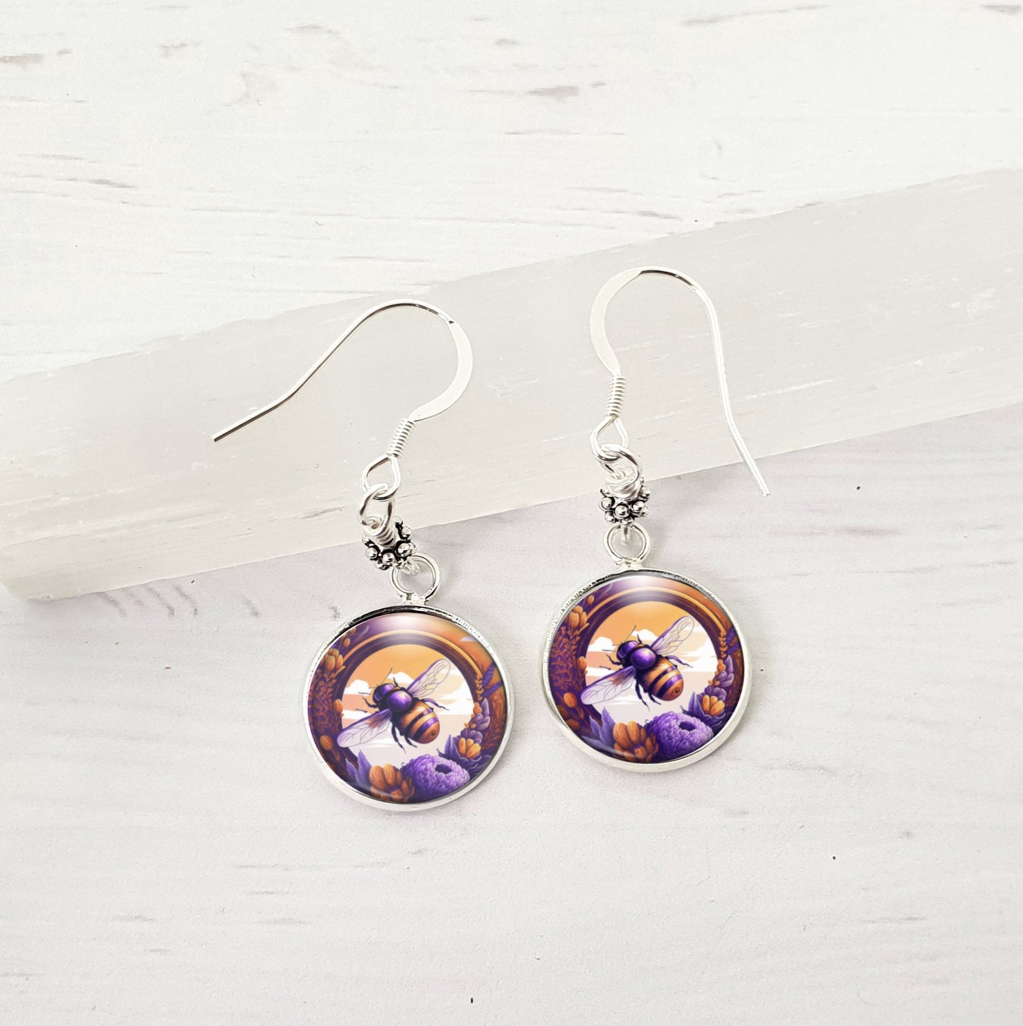 Dangly Honey Bee Earrings - Sterling Silver