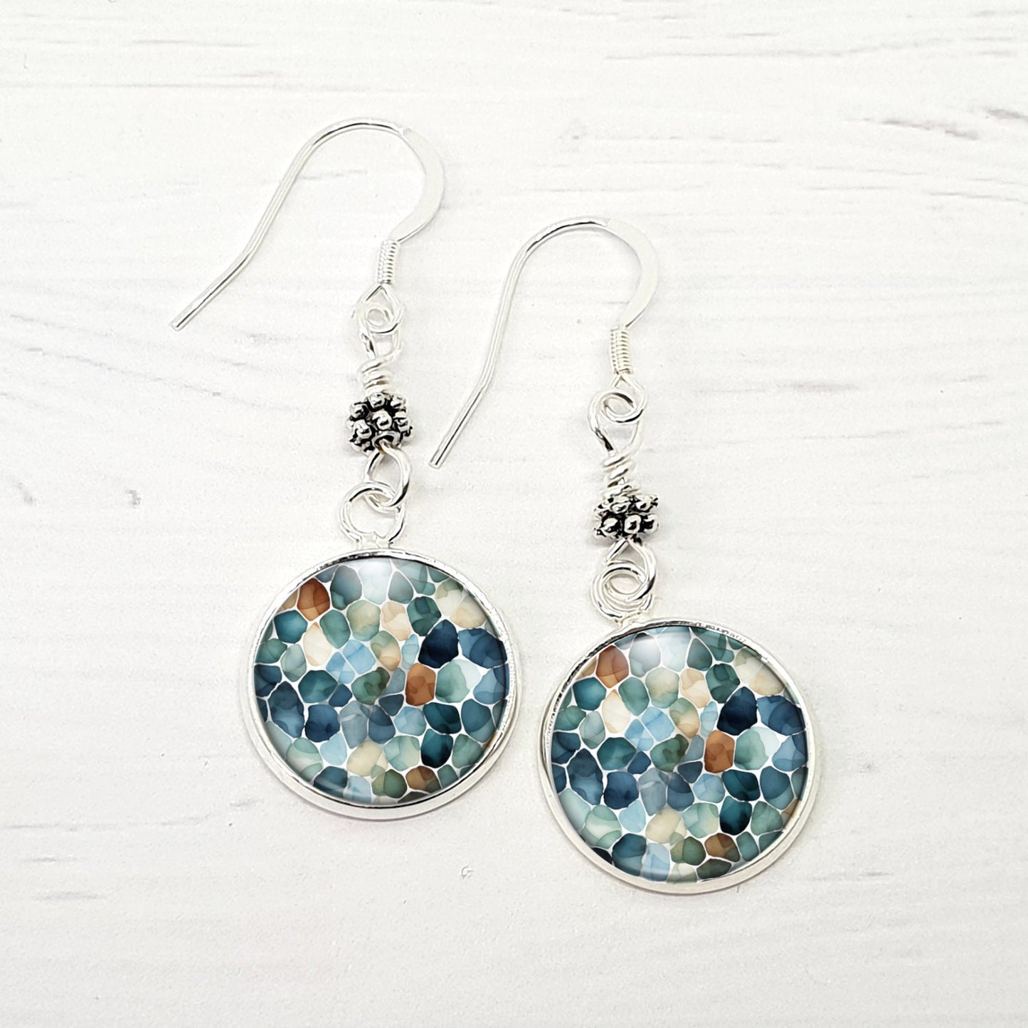 Blue Earrings, Denim Blue Sterling Silver Dangle Earrings, Jewelry Gift