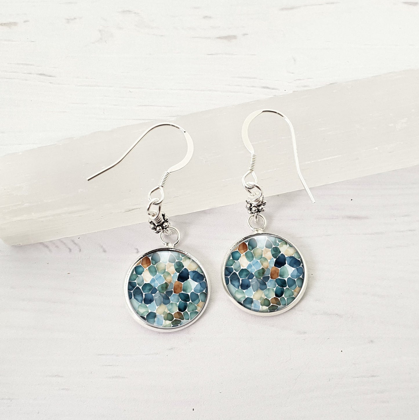 Blue Earrings, Denim Blue Sterling Silver Dangle Earrings, Jewelry Gift