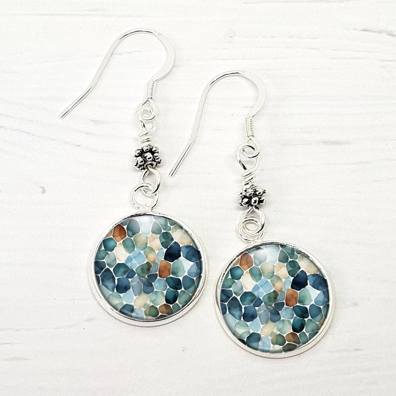 Blue Earrings, Denim Blue Sterling Silver Dangle Earrings, Jewelry Gift