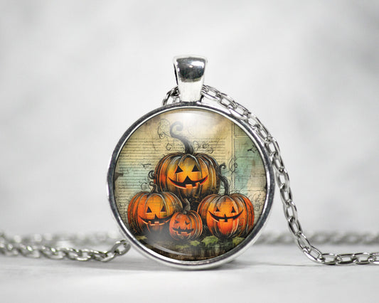 Halloween Pumpkin Necklace, Spooky Fall Jewelry