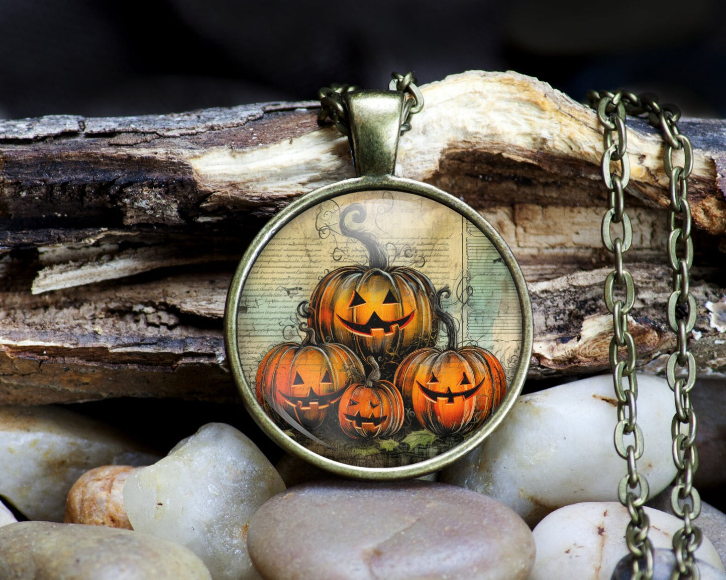 Halloween Pumpkin Necklace, Spooky Fall Jewelry