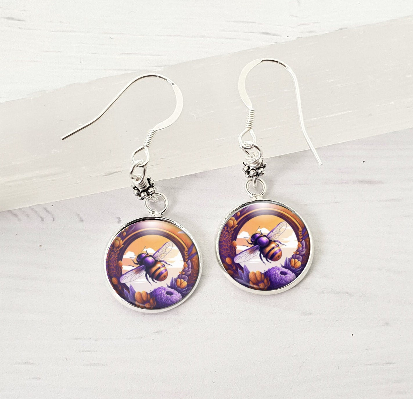 Dangly Honey Bee Earrings - Sterling Silver