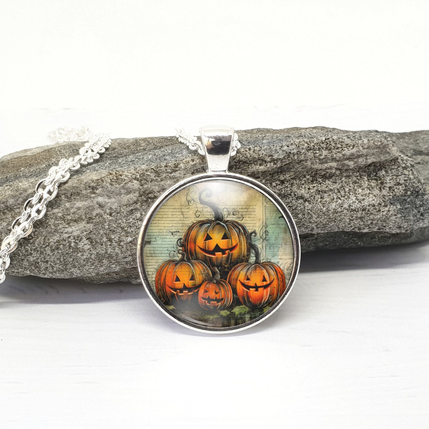 Halloween Pumpkin Necklace, Spooky Fall Jewelry