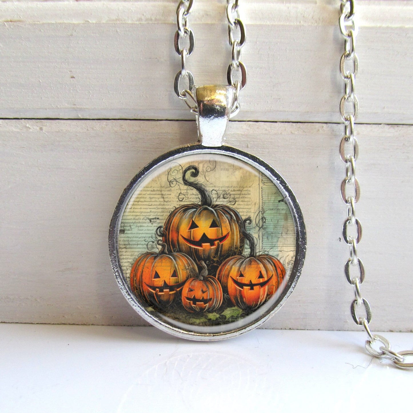 Halloween Pumpkin Necklace, Spooky Fall Jewelry