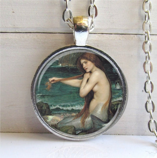 Mermaid Pendant, Mermaid Necklace, Art Pendant, Mermaid Jewelry