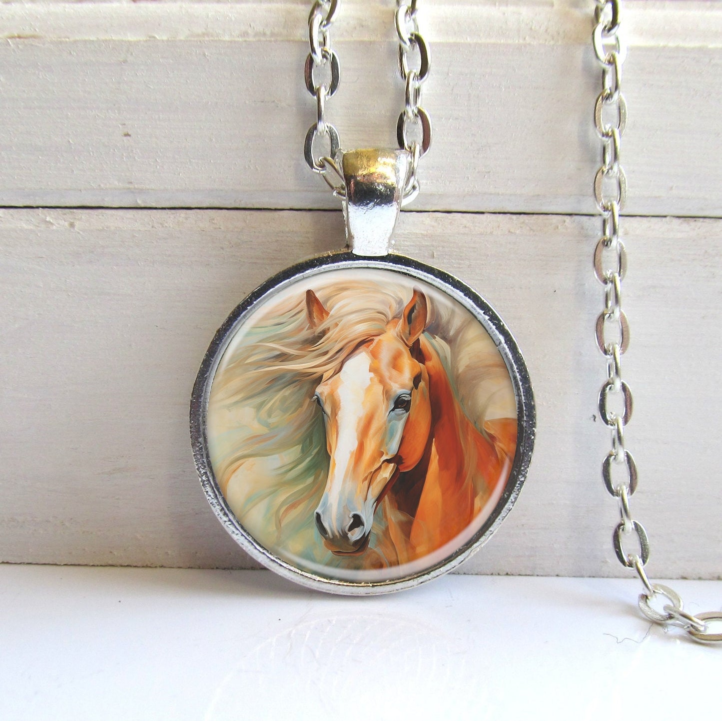 Horse Necklace, Equestrian Jewelry Featuring A Horse With Flowing Mane, Gift For Horse Lover