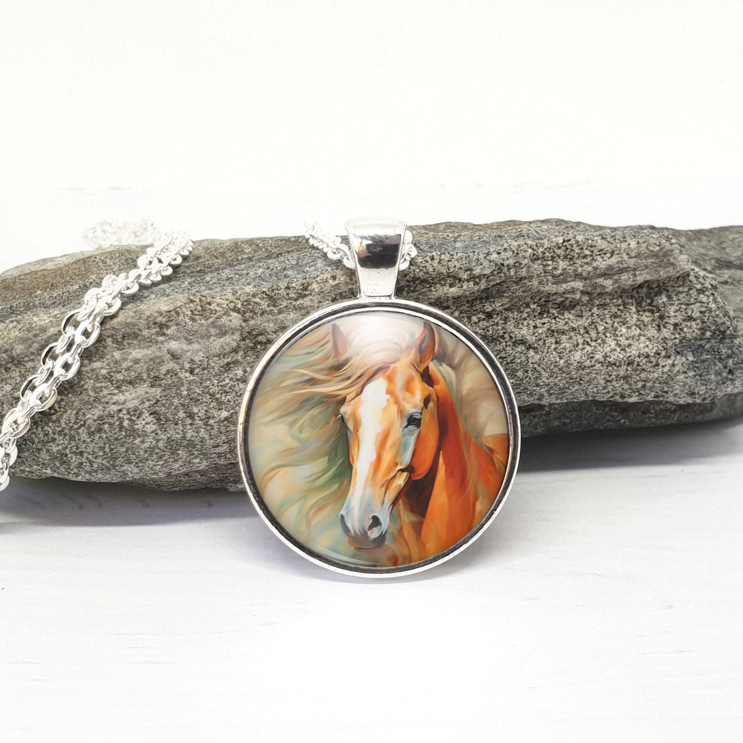 Horse Necklace, Equestrian Jewelry Featuring A Horse With Flowing Mane, Gift For Horse Lover