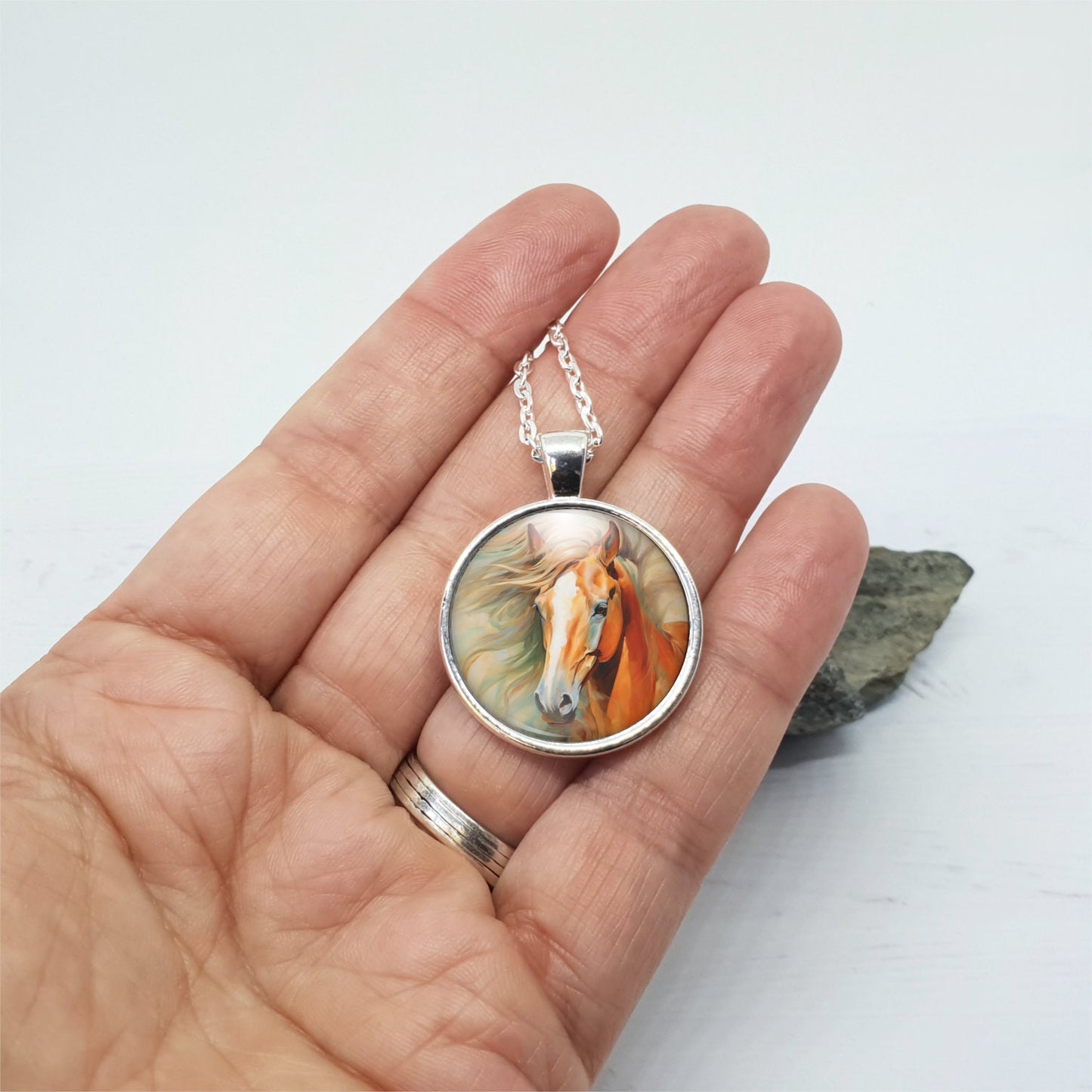 Horse Necklace, Equestrian Jewelry Featuring A Horse With Flowing Mane, Gift For Horse Lover