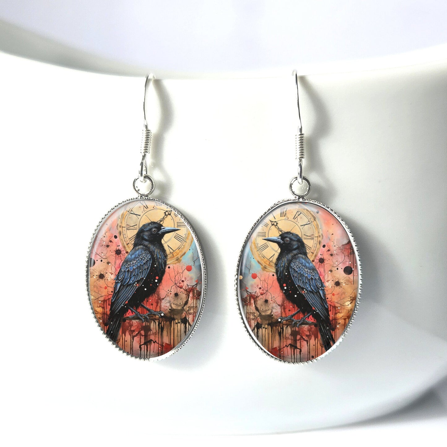 Mystical Crow Earrings - Sterling Silver Dangels