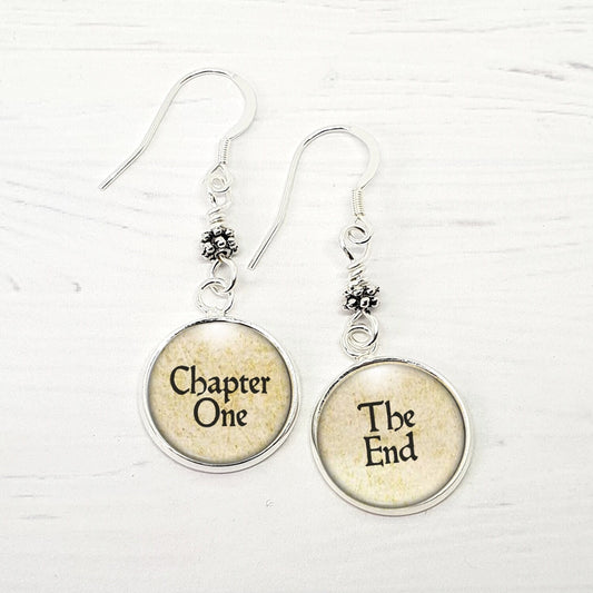 Book Lover Earrings - Chaper One, The End