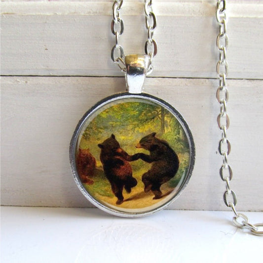 Dancing Bear Pendant Woodland Bear Necklace